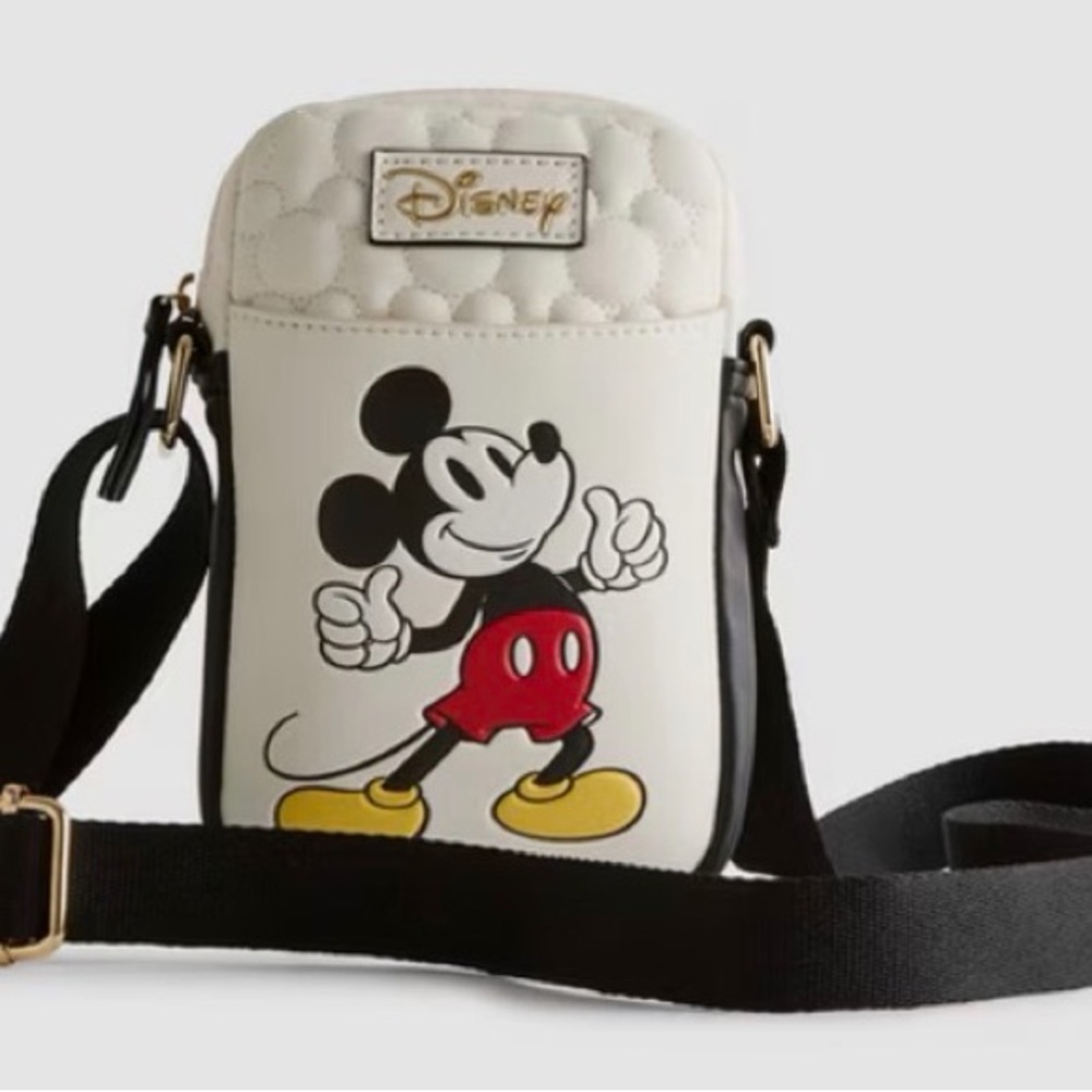 Disney White Crossbody Bag with Black Strap & Red, Yellow Accents